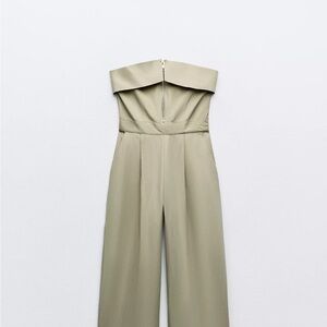 Zara Strapless Jumpsuit in Olive Green